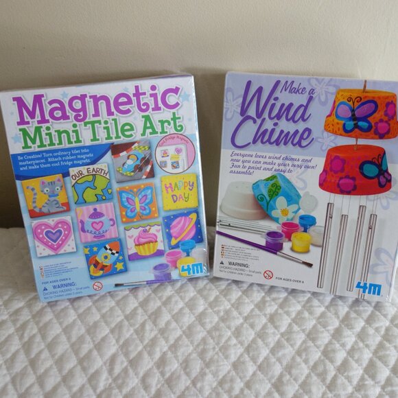 Lot of 2 NIB TOYSMITH Craft Kits – Magnetic Mini Tile Art, Make a Wind Chime - Picture 1 of 5